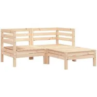 vidaXL Sofa, Gartensofa 2-Sitzer mit Hocker Massivholz Kiefer