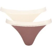 sloggi Tanga GO Ribbed (2er Pack) weiche, Baumwollmischung, Spitzenbesatz, bequem