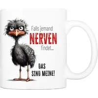 Cadouri Tasse mit Spruch 'Nerven' Kaffeetasse Büro Arbeit, Geschenk, Keramik, Kaffeebecher, Geschenkidee Arbeitskollege, lustig, Humor, 330 ml