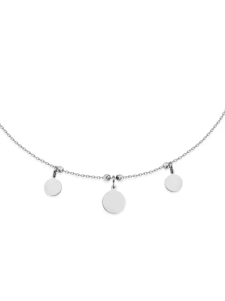 Dkeniz Halskette 925 Silber rhodiniert Plättchen 42+3cm lang