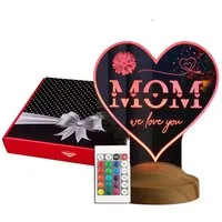 Geschenkelampe LED Nachttischlampe MOM Herz Nachtlicht Geschenke Mama Lampe zum Muttertag, LED fest integriert, Mutter, Geschenk zum Muttertag