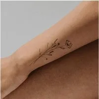 Inkster Schmuck-Tattoo Dezente Mohnblume Tattoo, wasserfestes temporäres Tattoo, 2 Wochen Halt