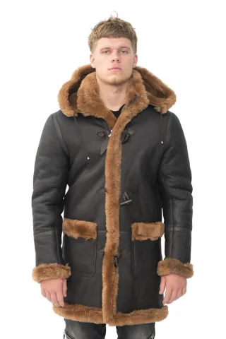 Winter-Dufflecoat aus Schaffell für Herren mit Kapuze – Helsinki