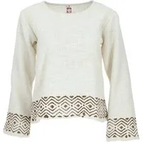 Guru-Shop Longsleeve Natürliches Shirt mit handgefertigtem Druck -.. alternative Bekleidung