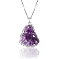 LuxusKollektion Kristallanhänger Amethyst Druse Halskette Natürliche Kristallcluster Anhänger Frauen