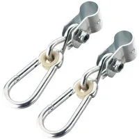 Loggyland Schaukelhaken Schaukelschelle verzinkt rundum für Rundbalken Ø25mm 2er Set, (Spar-Set, 2-St., Manschettenhaken mit Nylonlager), 2 Stück im Set, mit Karabiner und Kunststoffbuchse