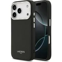 Lacoste Handyhülle iPhone 17 Pro Champs Elysees Kunstleder schwarz Logo Magsafe 6,3 Zoll, Kantenschutz