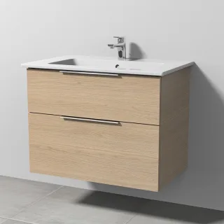 Sanipa 3way Keramik-Set Venticello Keramik-Waschtisch und Unterbau mit 2 Auszügen, Eiche-Nordic UM32348