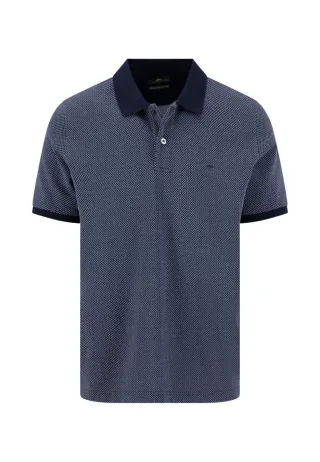 Fynch Hatton - Strukturiertes Poloshirt mit kurzen Ärmeln blau - Gr. - XL