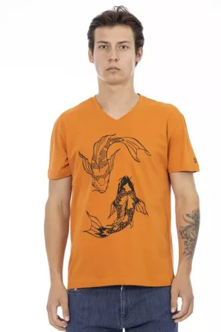 Koi-Fisch V-Ausschnitt T-Shirt lässiges kurzärmliges Shirt