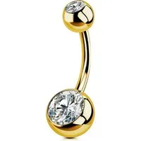 OUFER Bauchnabelpiercing Bauchnabelpiercing Titan Gold 14G 12mm CZ Kugeln Implantatqualität