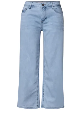 Street One - 7/8 Mid Waist Wide Leg Jeans im Loose Fit Ultra Bleached Wash - Gr. - 7