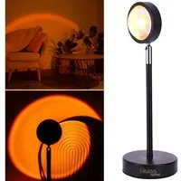 Casativo Projektionslampe LED-Sonnenuntergang Projektionslicht 180°-schwenkbar Deko-Beleuchtung, 10 Watt Leistungsaufnahme, LED fest integriert, Sunset-Projektor 180° schwenkbar, echtes Alu, 10W LED & USB-Anschluss