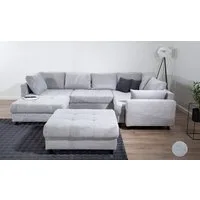 COLLECTION AB Wohnlandschaft Toni U-Form, B: 298 cm, Set: Sofa & Hocker, 2 Zierkissen, Federkern