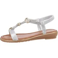 Ital-Design Damen Freizeit Riemchensandalette (86016747) Keilabsatz/Wedge Riemchensandalen in Silber