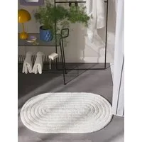 benuta Badematte Nia, Höhe 11 mm, Baumwolle, oval, 100% Baumwolle, handgeknüpft, Geometrisch, Contemporary, Badezimmer