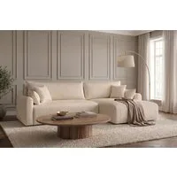 Kaiser Möbel Ecksofa mit Schlaffunktion für Wohnzimmer, Cordstoff Tilia, JAPANDI, Japandi-Stil, Abgerundete Form, Cordstoff mit hoher Abriebfestigkeit