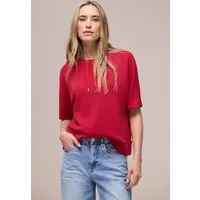 STREET ONE Sweatshirt Halbarm Silk-Look Shirt mit Kordelzug