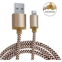 EAXUS USB 3-poliges Ladekabel mit Anti-Bruch - Gold/Silber 1m/3m USB-Kabel, 8-Pin, Standard-USB, (300 cm), für iPhone, iPad, iPad Air, iPad Mini, iPod
