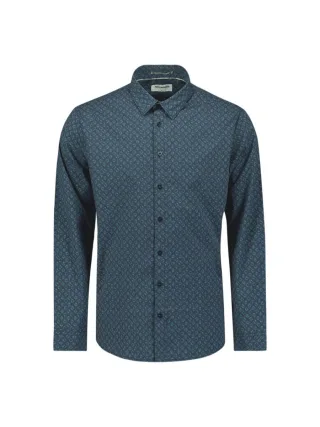 No Excess - Stretchhemd mit dezentem Karomuster blau - Gr. - XXL