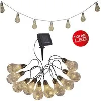 näve LED-Lichterkette Glühbirne, 10-flammig, Solar, 10 Glühbirnen klar, warmweiß, inkl. Solarpanel, Länge 300cm
