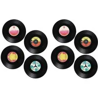 HAC24 Glasuntersetzer Glas Untersetzer Vinyl Schallplatten Rund Tischuntersetzer, Set, 8-tlg., Ø 11 cm