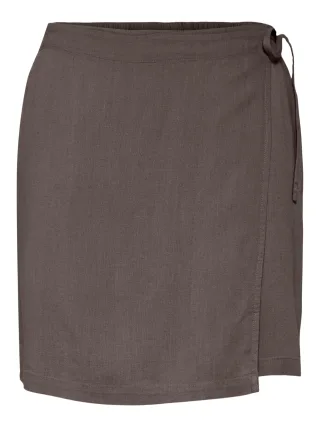 PIECES - PCPIA LINEN MIX MW WRAP SKIRT WVN NOOS Coffee Quartz - Gr. - L