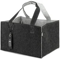 Tanndesign Einkaufskorb Einkaufs- & Kaminholzkorb Filz 31L, aus recycelten PET, Grau/Schwarz, 31 l, Filz-Tragetasche aus recycelten PET-Flaschen