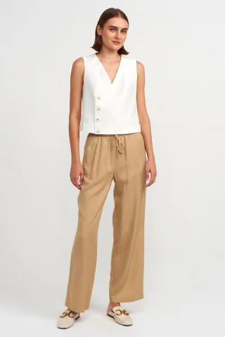 Damen Tencel-Hose mit weitem Bein und Kordelzugbund