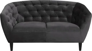 ACTONA GROUP 2-Sitzer "Ria Sofa, Couch, Doppelsofa, Loveseat," Samtstoff, Massivholz-Beine, Taschenfederkern, Tufting, mit Armlehnen