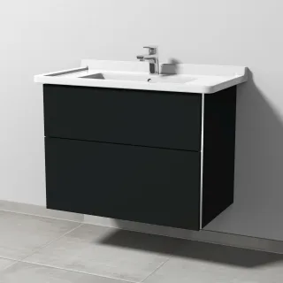 Sanipa 3way Waschtischunterbau zu Duravit Starck 3 Waschtisch mit 2 Auszügen, Vulkan-Matt BP7111V