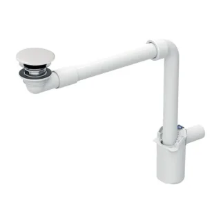 Geberit Waschbeckenablauf 152089011 d= 32mm, freier Auslauf und Ventilabdeckung, weiß/hochglanz-verchromt