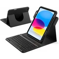 Inateck Hülle mit Tastatur für iPad 11 generation A16 2025, iPad 10 Gen 2022 iPad-Tastatur (360°-Drehung Vertikaler/Horizontaler Ständer, Magnetische Abnehmbare)