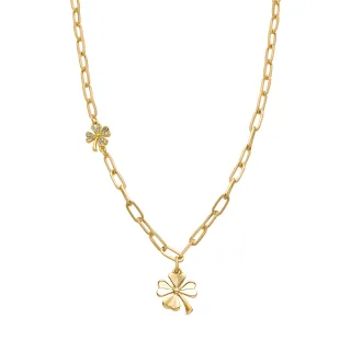 Luxenter Halskette aus 18K Gelbgold mit Brillant Zirkonia - Blume