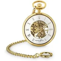 Hermann Jäckle Taschenuhr "Limburg Vergoldet", Skelett-Handaufzug, 41 mm, Mineralglas, mit Kette & Reiseetui – Elegante Herrenuhr im klassischen Design