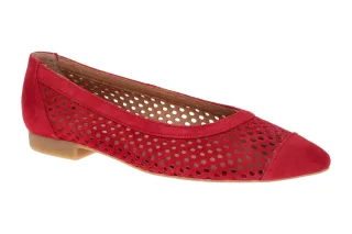 Paul Green Damen Ballerinas 1215-029 Chili Rot Echtleder Slipper mit spitzer ...