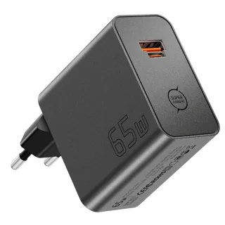 [GaN Tech] ESSAGER ES-CD65 65W 2-Port USB PD Charger USB-A+USB-C PD3.0 QC2.0/3.0/4.0 AFC PPS SCP FCP Fast Charging Wall