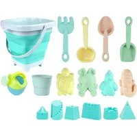 CLTYQ Sandform-Set Sandspielzeug Kinder Sandspielzeug Set, Reise Sandspielzeug, (18-tlg), mit Faltbarer Eimer, Sandharke Spielzeug Sandburg-Baukasten für ab 3
