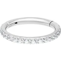 Wildcat Nasenpiercing Pave Set Crystals Conch Ring für Ohr, Nase, Lippe, Bauchnabel, 1 Stück, Chirurgenstahl 316L - wasserfest, hautverträglich, Silber-Weiß
