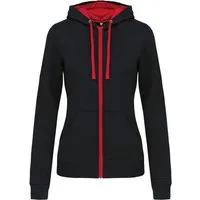 Kariban Kapuzensweatjacke DAMEN-KAPUZENSWEATSHIRT BICOLOR mit Reißverschluss