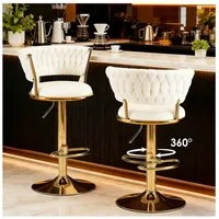 YVMOOEC Barhocker Barhocker höhenverstellbar mit Samtbezug und Rückenlehne (Set, 2 St., Ideal als Barstuhl für Küche, Bar und Caf), 360° drehbar mit Armlehnen, Fußstütze und ergonomischem Design