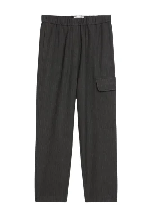 Marc OPolo Casual - Nadelstreifen-Flanellhose relaxed grau - Gr. - 36