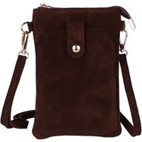 MIRROSI Handytasche Damen Kleine Umhängetasche aus Wildleder Made in Itlay (ca.14x21x3cm), Mini Handytasche zum Umhängen, Handy Tasche