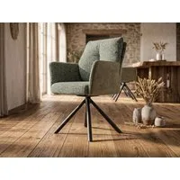 Massivart® Polsterstuhl mit Armlehnen & Drehfunktion, Taschenfederkern »NOLAN«, Esszimmerstuhl · Stoff-Mix · 360° drehbar · Nivellierung