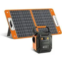 Flashfish Stromerzeuger Powerstation 200W, 172Wh Stromgenerator Solar, AC-Ausgang 230V, 0,4 in kW, mit 60W Solarpanel