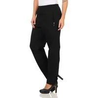 Aurela Damenmode Schlupfhose Stoffhose Damen Anzug- oder Business Hose Kurzgröße Teil-Gummizug, Bügelfalte, Reißverschlusstaschen