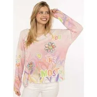 Zwillingsherz Langarmshirt "Love is Kind" moderner Schriftzug, V-Neck, leichtes Material