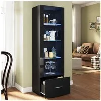 SONNI Glasvitrine Glasvitrinen mit led beleuchtung,55x35x172cm,weiB hochglanz Modern