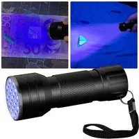 Casativo LED Taschenlampe 2in1 UV-Taschenlampe & Geldscheinprüfer/Ausweisprüfer 21 LEDs, 21 LEDs/395-400nm zur Echtheits- & Sauberkeitsprüfung, Batteriebetrieb