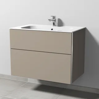 Sanipa 3way Keramik-Set Finion Keramik-Waschtisch und Unterbau mit 2 Auszügen, Sandgrau-Matt BS40067